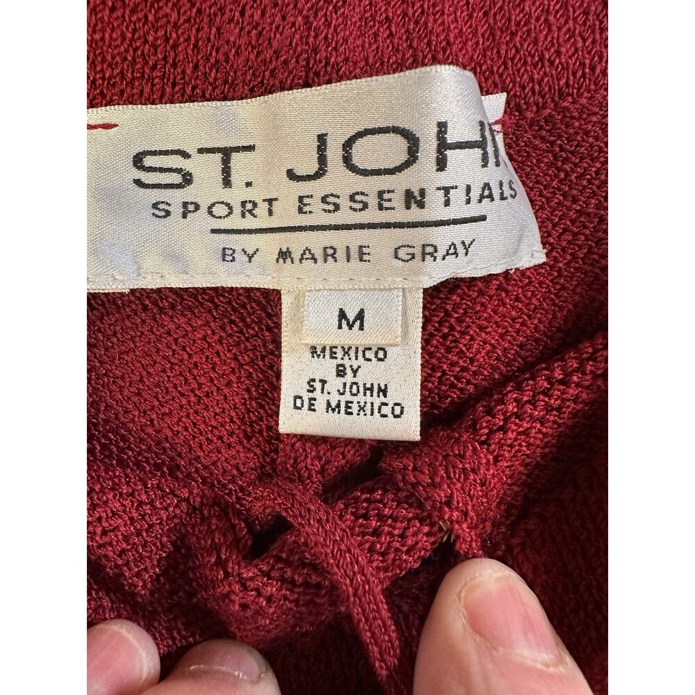 St. John Sport By Marie Gray Red Santana Knit Dress Pants  Womens Size Medium - Picture 3 of 10